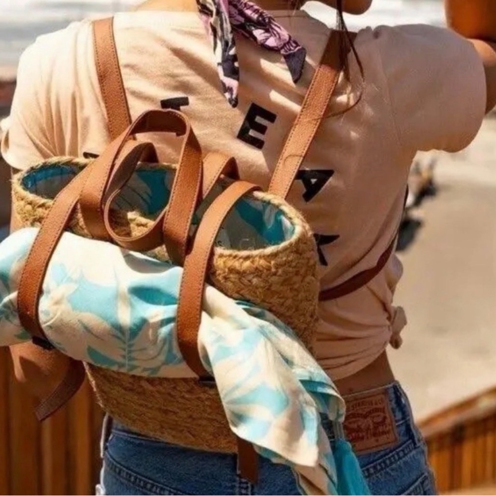 XIX Palms The Shore Break Picnic Cooler Bag Jute Woven
Backpack Beach